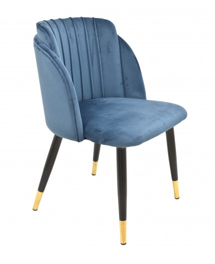 Silla GLAMOUR, metal, tapizado velvet azul