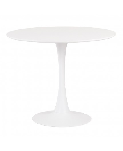 Mesa TUL (H), base de metal, tapa lacada blanca, 80 cms de di metro