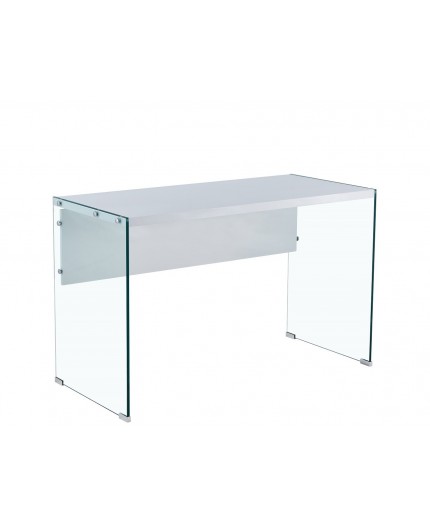 Mesa CHIERI, cristal, lacada blanca, 120 x 56 cms