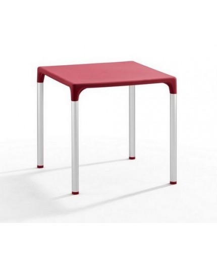 Mesa ELIANA, aluminio, polipropileno burdeos 74x74 cms