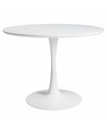 Mesa TUL (H), base de metal, tapa lacada blanca, 120 cms de di metro