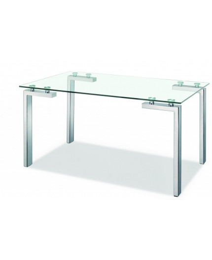 Mesa LAINEY NEW, cromada, cristal, 140 x 80 cms