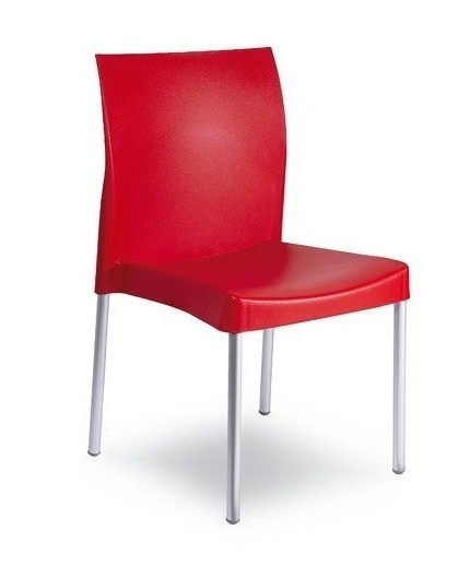 Silla SANDRA, aluminio, polipropileno rojo*