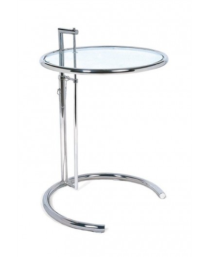 Mesa EG NEW, regulable, acero inoxidable y cristal, 50 cms de di metro