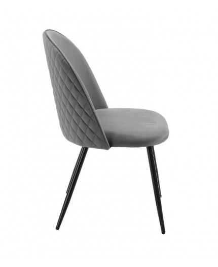 Silla MAGDA, metal, tapizado velvet gris