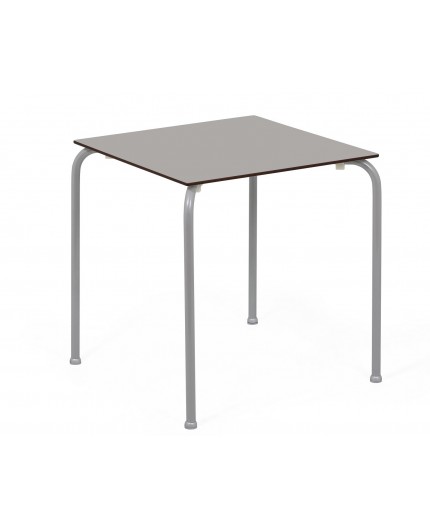 Mesa FERAY, apilable, epoxi plata, tablero fen¢lico gris claro, 69 x 69 cms.