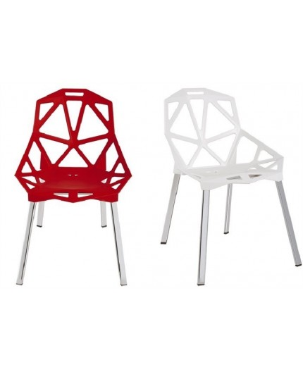 Silla CAMY, aluminio, polipropileno rojo*