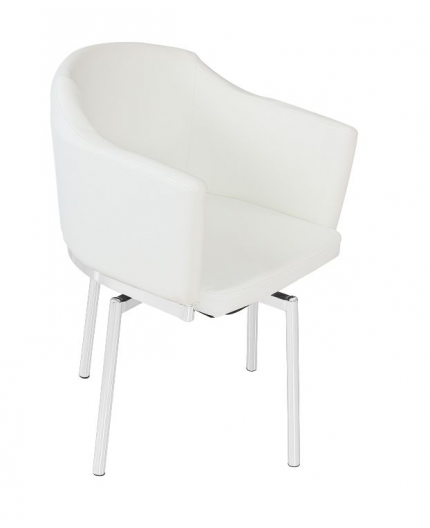 Sill¢n CHARLES, cromado, asiento giratorio, similpiel blanca