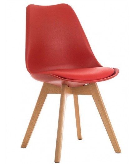 Silla TORRE 4P (HT), madera, polipropileno y coj¡n rojo