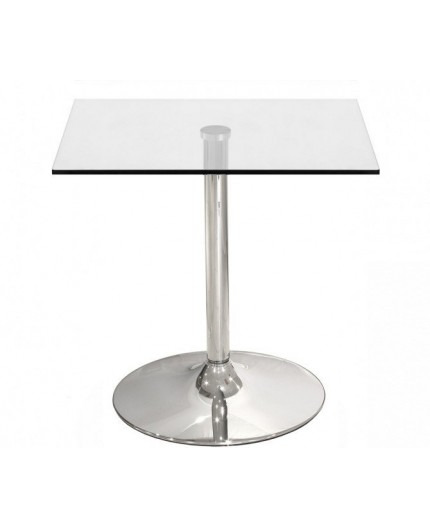 Mesa BERNIE NEW, cromada, cristal 60X60 cms