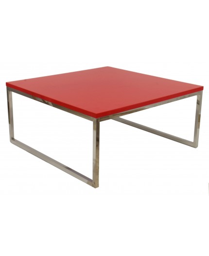 Mesa JENNIFER, baja, lacada rojo, 92x92 cms