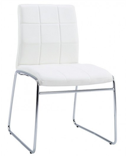 Silla BERTA NEW, cromada, similpiel blanca