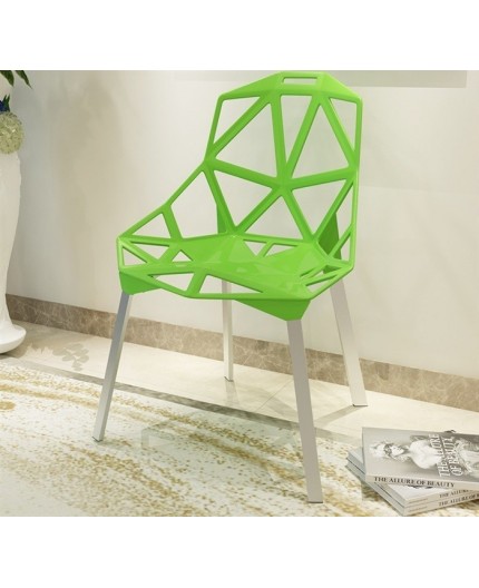 Silla CAMY, aluminio, polipropileno verde