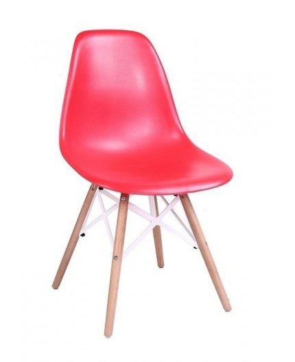 Silla STAR, madera, ABS rojo