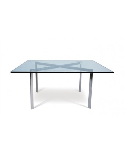 Mesa BCN, baja, acero inoxidable, cristal, 102x102 cms