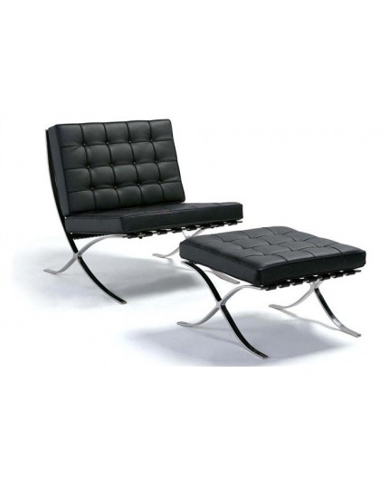 Silla BARNA con ottoman, piel top negra