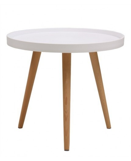 Mesa ANNIA, baja, madera, polipropileno blanco