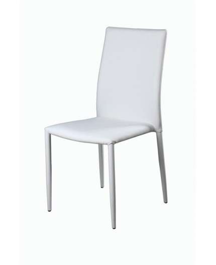 Silla ANNA, apilable, similpiel blanca