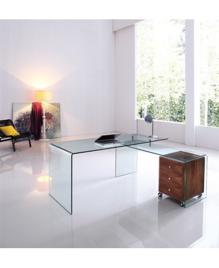 Conjunto FRANCE NEW, mesa + mesa ala, cristal transparente