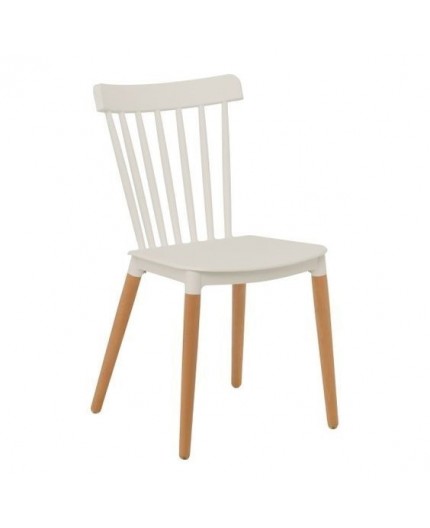 Silla DANESA, madera, polipropileno blanco