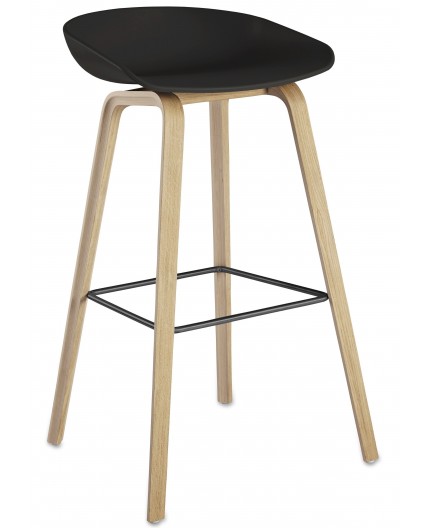 Taburete AWAK (HT), madera, asiento negro