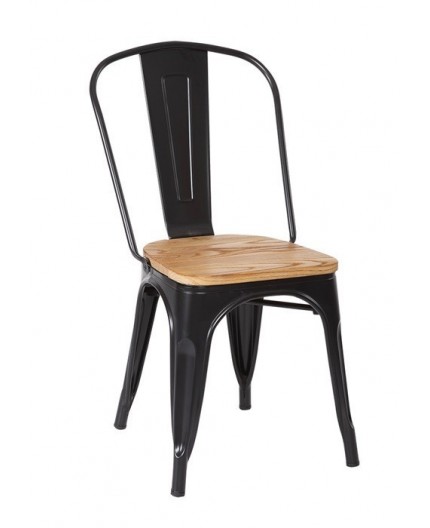 Silla TOL, acero, madera, negra