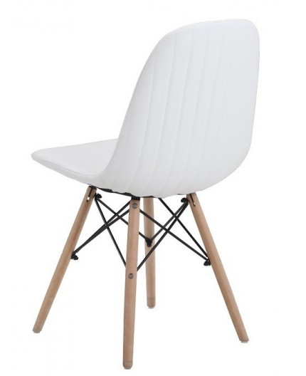 Silla DELIA, madera, similpiel blanca