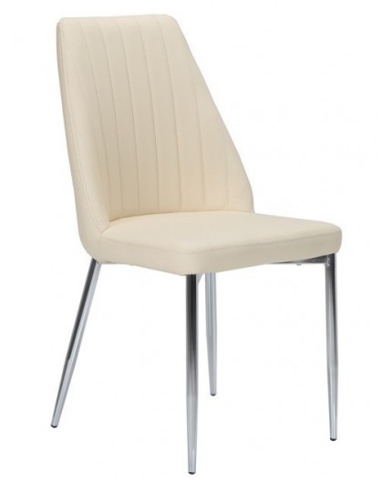 Silla MAXIM, cromada, tapizada beige