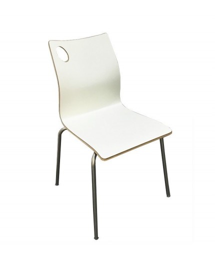 Silla AMELIE, apilable, acero inoxidable, laminado blanco roto