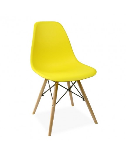 Silla TOWER PP, madera, polipropileno amarillo