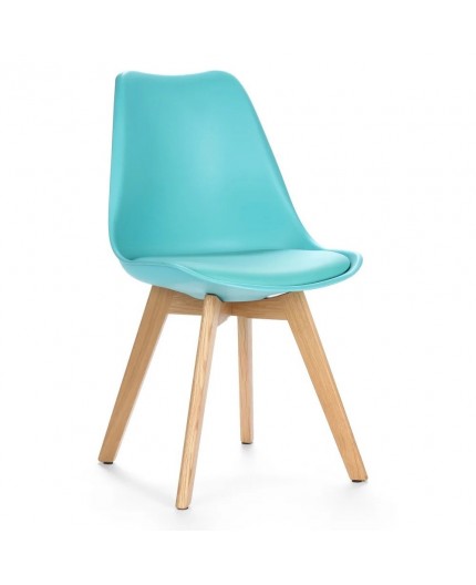 Silla TORRE 4P ( HT ), madera, polipropileno y coj¡n turquesa