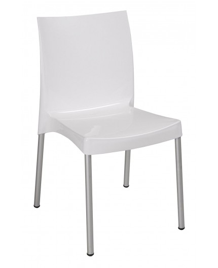 Silla NICO, aluminio, polipropileno blanco brillo