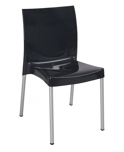 Silla NICO, aluminio, polipropileno negro brillo