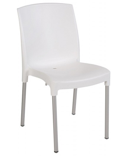 Silla JEN, aluminio, polipropileno blanco