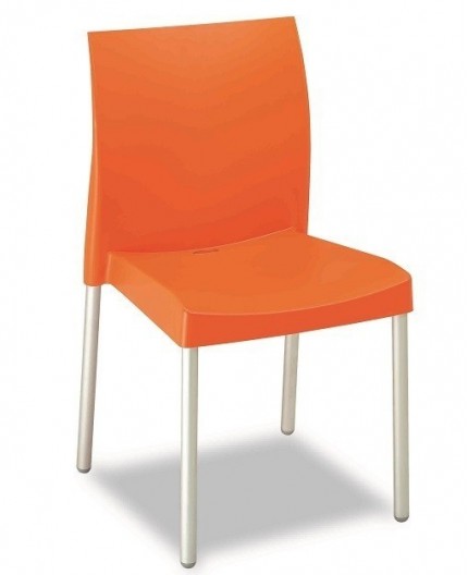 Silla SANDRA, aluminio, polipropileno naranja*