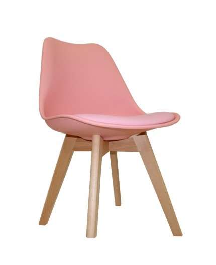 Silla TORRE 4P ( HT ), madera, polipropileno y coj¡n rosa