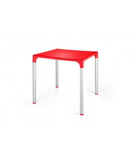 Mesa ELIANA, aluminio, polipropileno rojo 74x74 cms