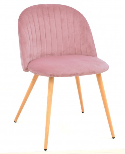 Silla VELVET, metal, terciopelo rosa