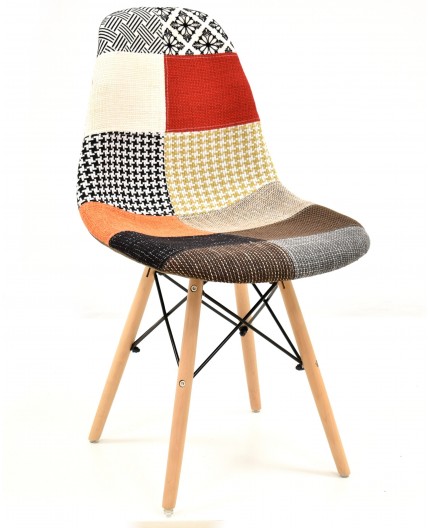 Silla TOWER, madera, tejido patchwork color