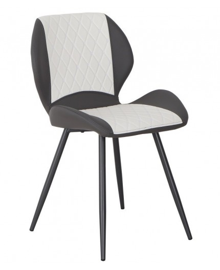 Silla VERONICA, metal, similpiel gris y blanco