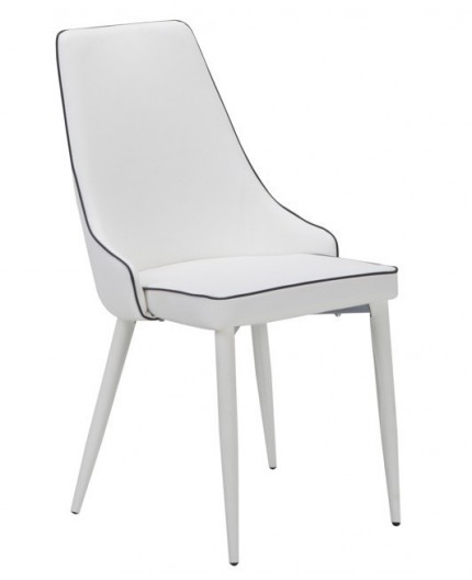 Silla ISSABEL, metal, similpiel blanca