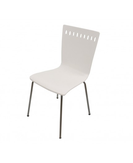 Silla LEONOR, apilable, cromada, lacada blanco