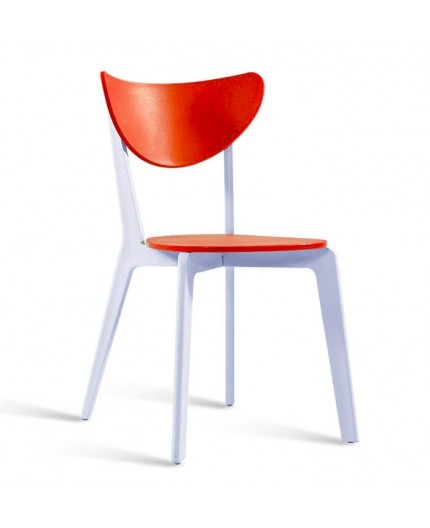 Silla LINA, polipropileno blanco y naranja