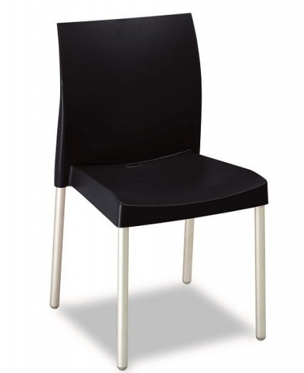 Silla SANDRA, aluminio, polipropileno negro*