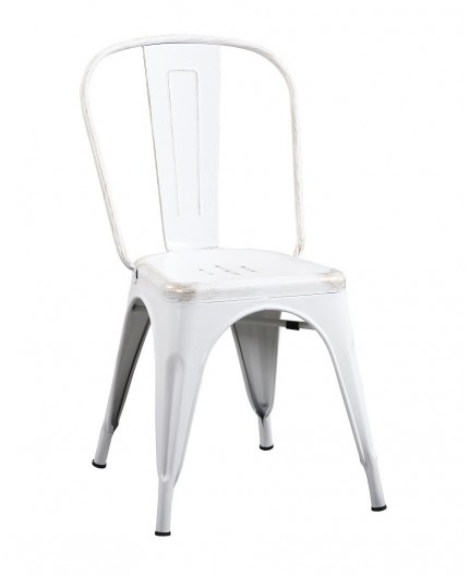 Silla TOL D RETRO, acero, blanca, cepillado dorado