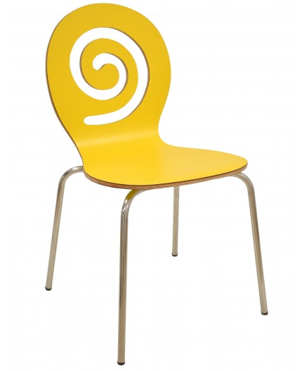 Silla PINSAPO, apilable, acero inoxidable, laminado amarillo