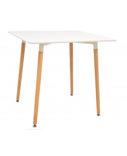 Mesa EDURNE, madera, tapa lacada blanca, 80 x 80 cms