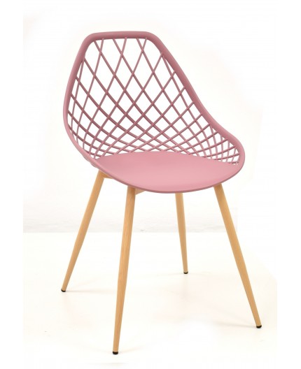 Silla REDING, metal, polipropileno rosa