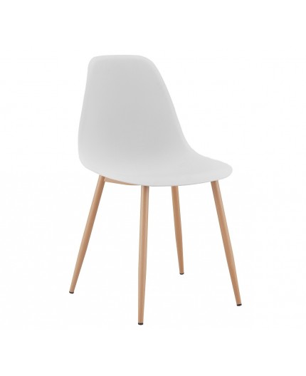 Silla CLUNY, metal color madera, polipropileno blanco