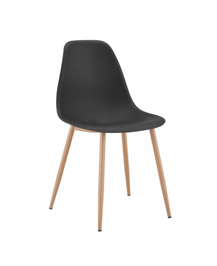 Silla CLUNY, metal color madera, polipropileno negro